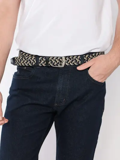 Ремень текстильный трехцветный на пряжке